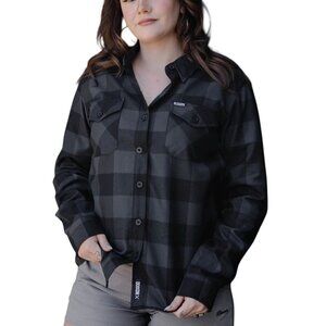 Dixxon Murked Heritage Flannel Gray Black Logo Size M